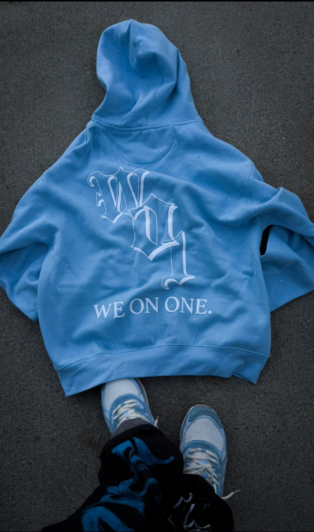 WEONEONE  Rhinestone Baby Blue & White Print