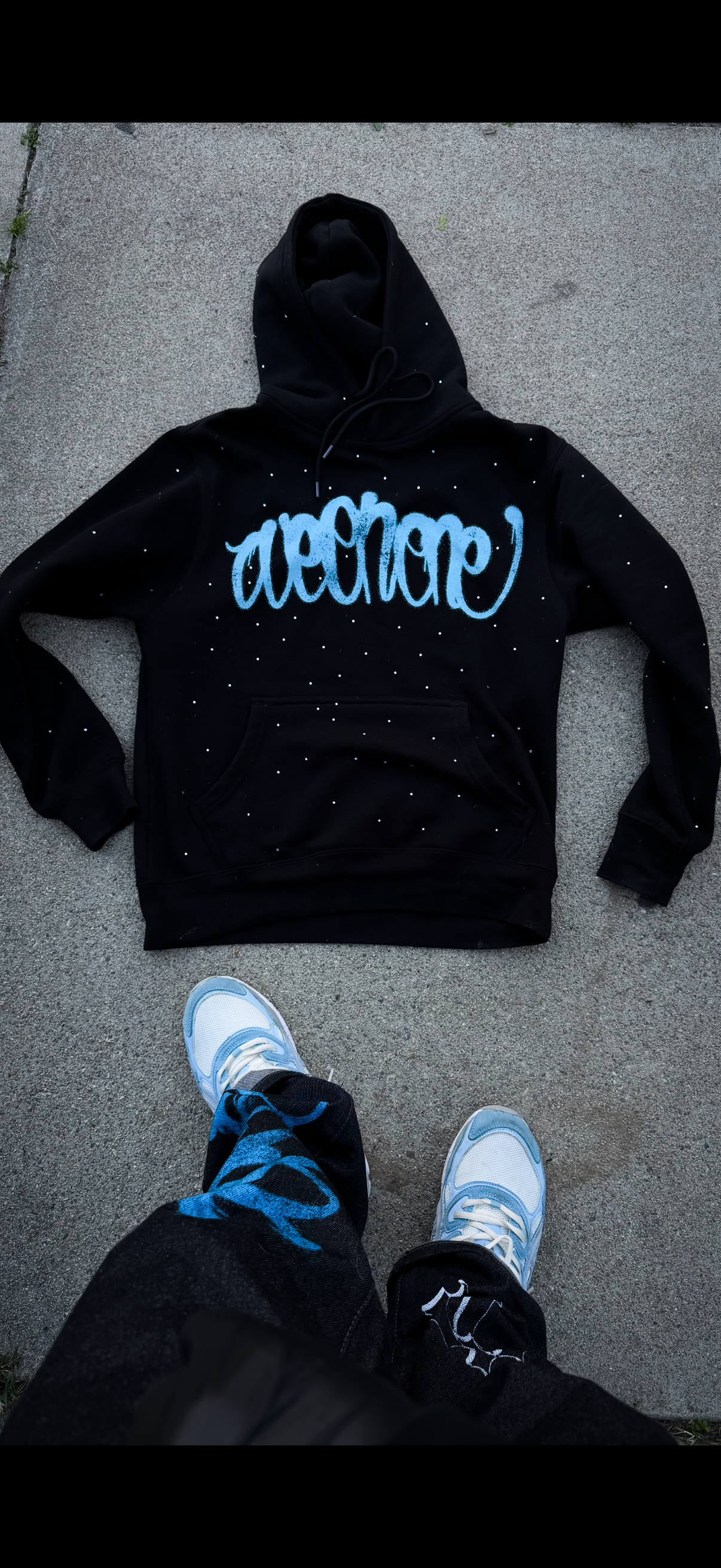 WEONONE Rhinestone Black & Blue Print