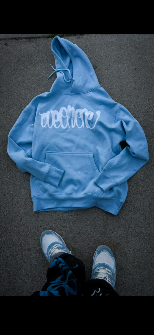 WEONEONE  Rhinestone Baby Blue & White Print